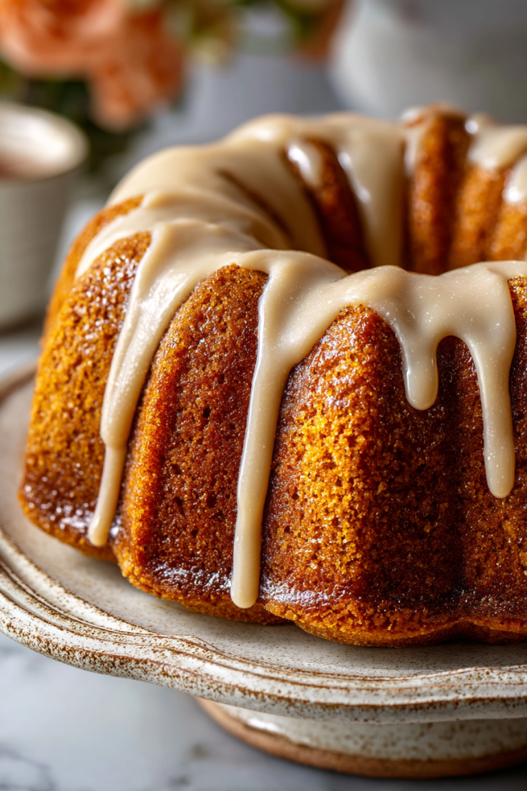 Pumpkin Bundt Cake with Brown Sugar Icing