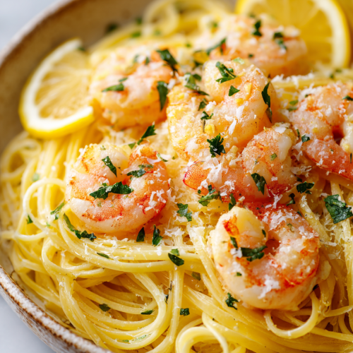 Shrimp Scampi Over Pasta