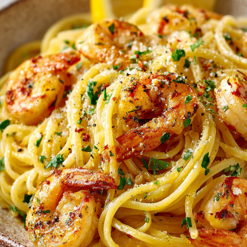 Shrimp Scampi Over Pasta