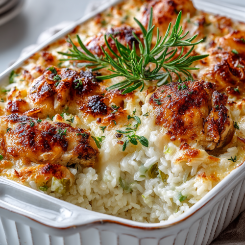 Smothered Chicken and Rice Casserole