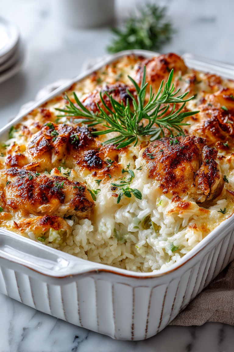 Smothered Chicken and Rice Casserole