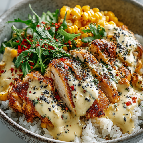 Street Corn Chicken Rice Bowls