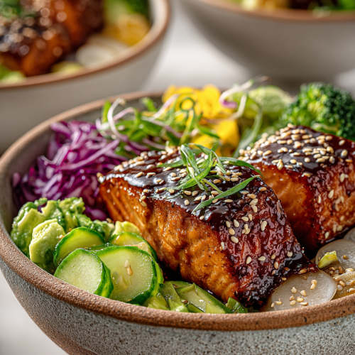 Teriyaki Glazed Salmon Bowls