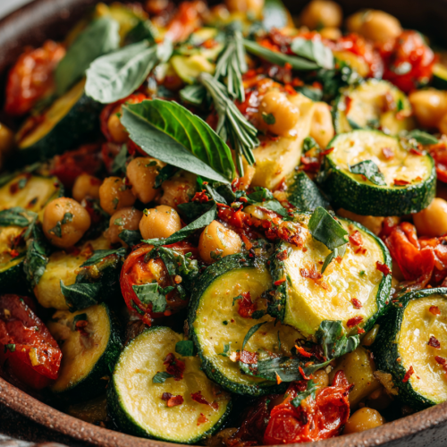 Zucchini and Chickpea Skillet Delight